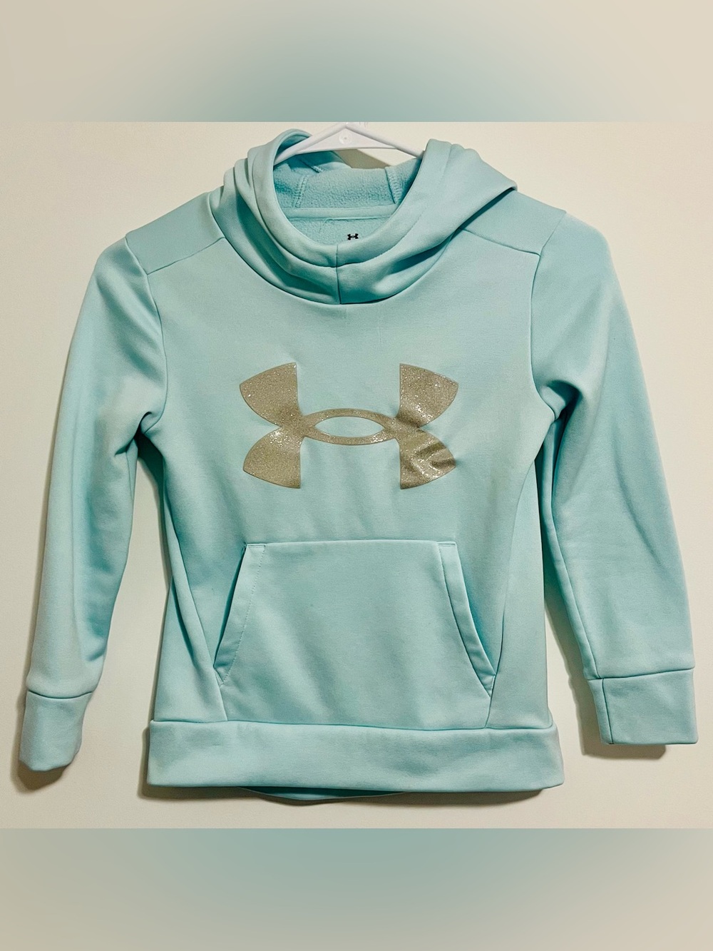 Under Armour Girls' Light Aqua Hoodie with Metallic Logo